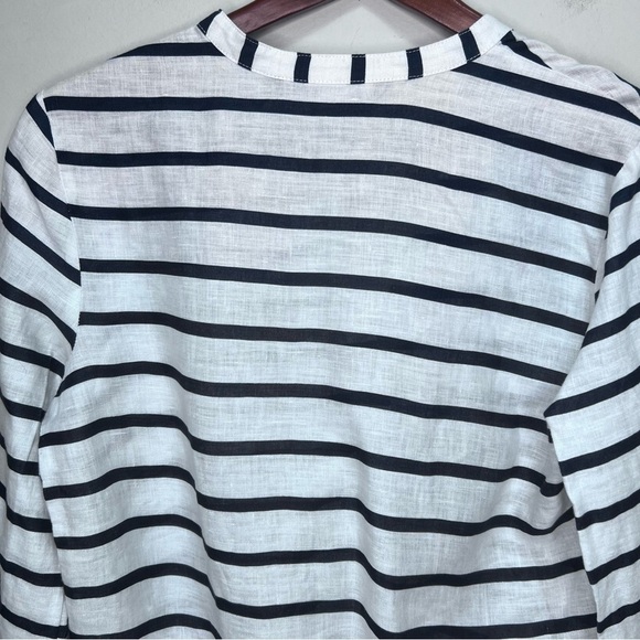 Zara Striped Blue & White Oversized Linen Shirt Size Small - Picture 6 of 8
